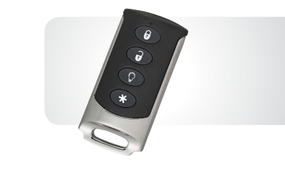 Interlogix 4 Buttton Chrome Keychain Remote - Zions Security Alarms