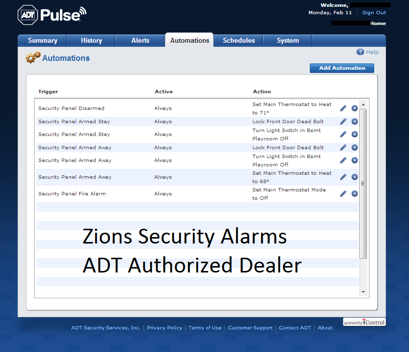 ADT Pulse Automations