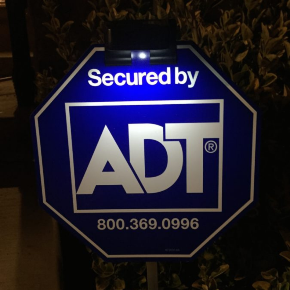 Adt Solar Yard Sign Light With 3 Leds