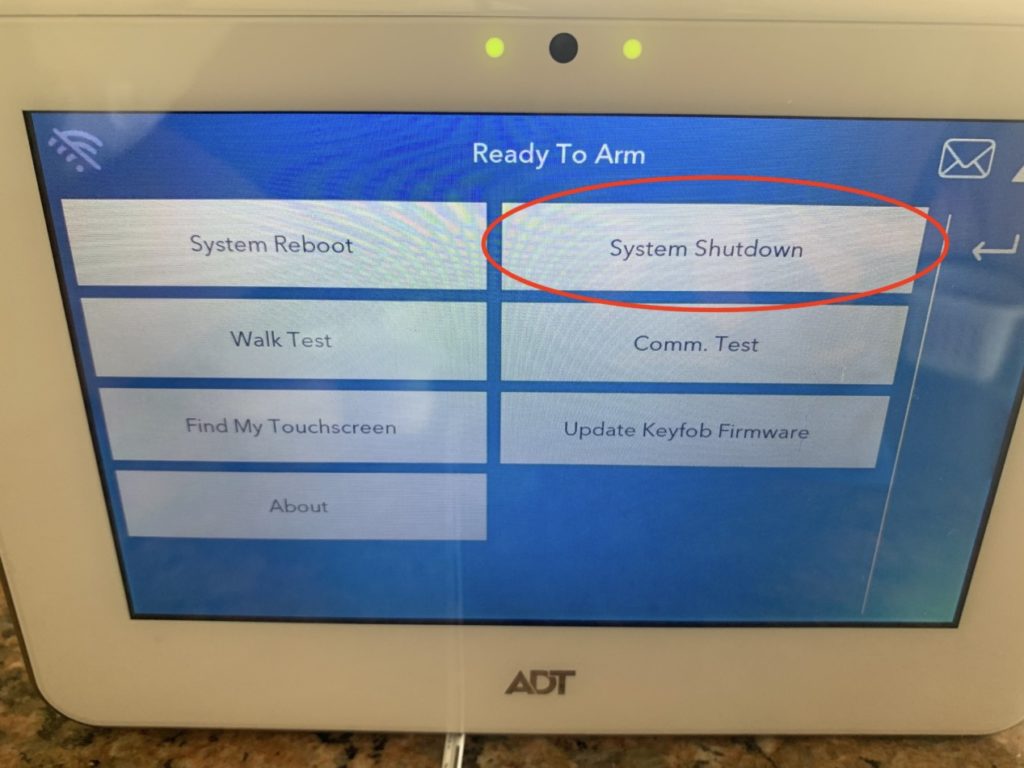 networx security command center power down