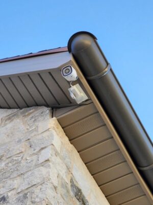 Alarm.com Outdoor Camera under eave with outlet