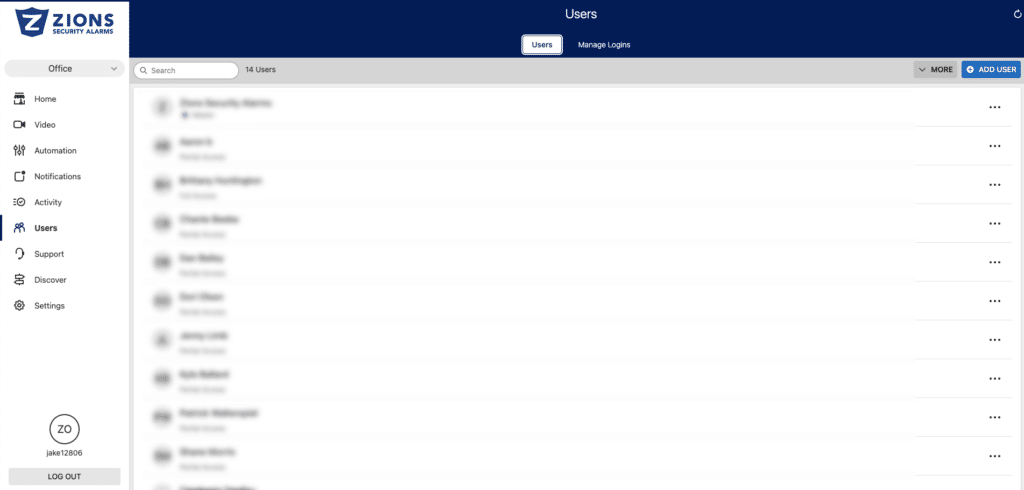 Alarm.com User Screen
