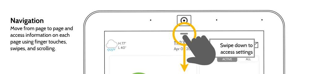 Swipe to access settings