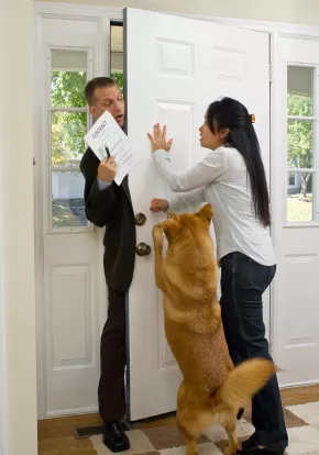 pushy door-to-door sales person