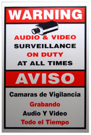 Security Camera Plastic Warning Sign Large