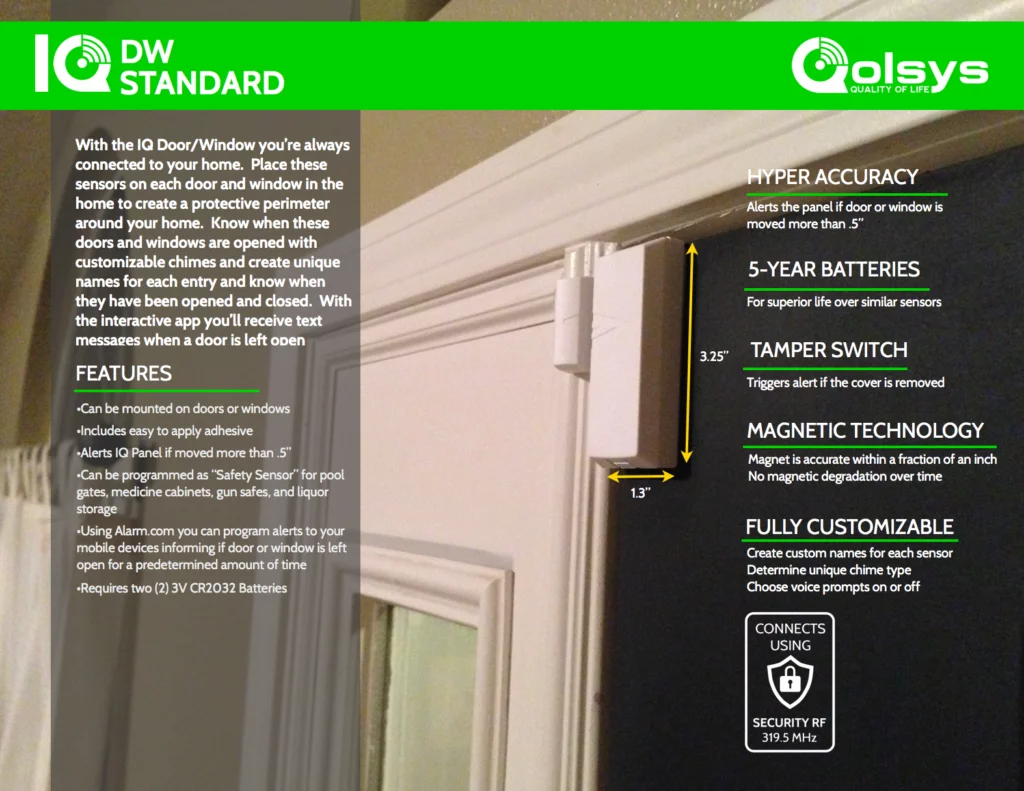 Qolsys Standard Door Window Sensor pic on door