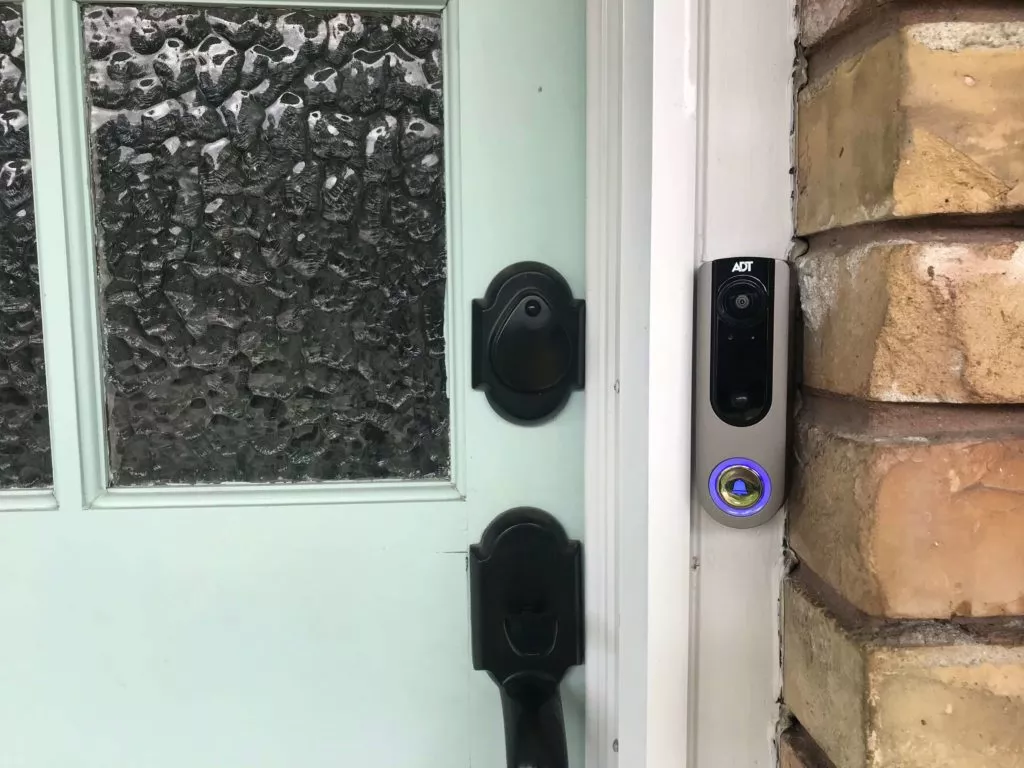 ADT Pulse Doorbell Camera Mounted