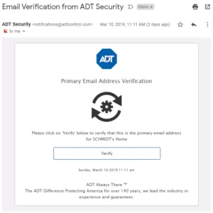 ADT Control Email Verification