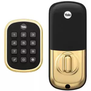 Yale low profile Push Button Keyless Deadbolt - Bright Brass