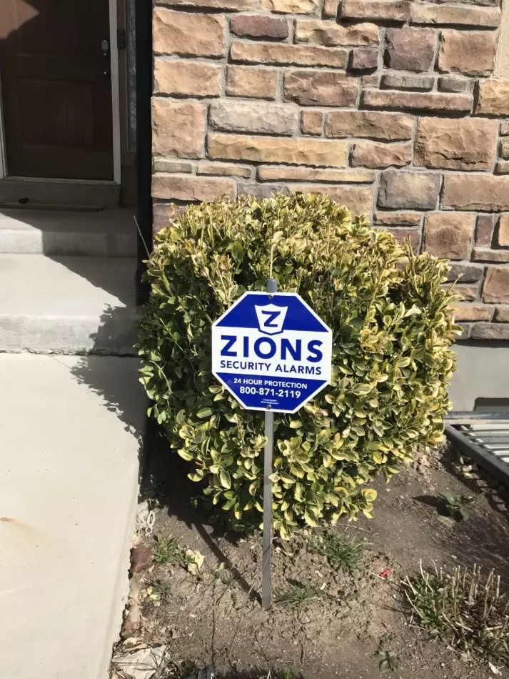 Zions Security Alarms Yard Sign