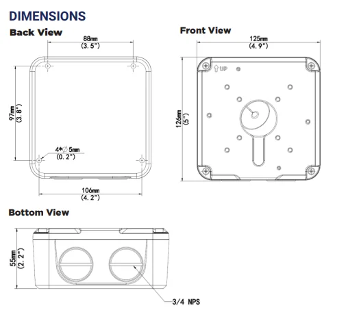 Indoor/Outdoor 7” Junction Box Dimension
