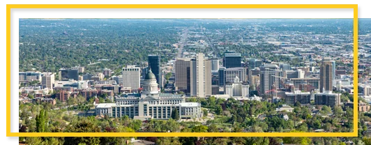 Aerial View of Salt Lake City in Afternoon Alarm and security system in Utah