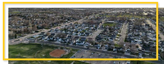 Aerial view of Roy, Utah Alarm and security system in Weber County, Utah
