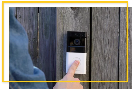 pressing doorbell