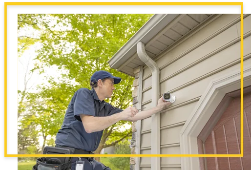 technician installing security camera technician installing security camera