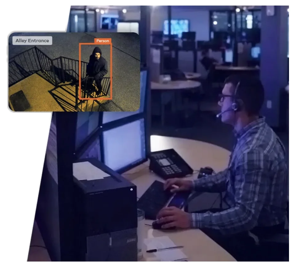 remote video monitoring console detected person